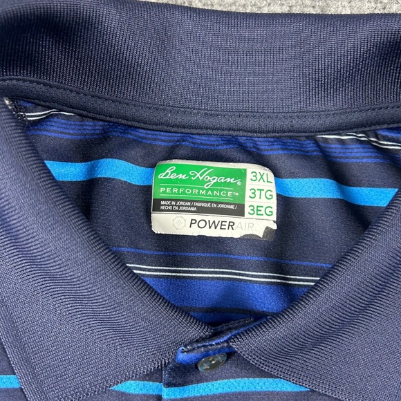 Ben Hogan Polo Shirt Mens 3XL Blue Excellent Performance PowerAir Striped Golf - Picture 5 of 6